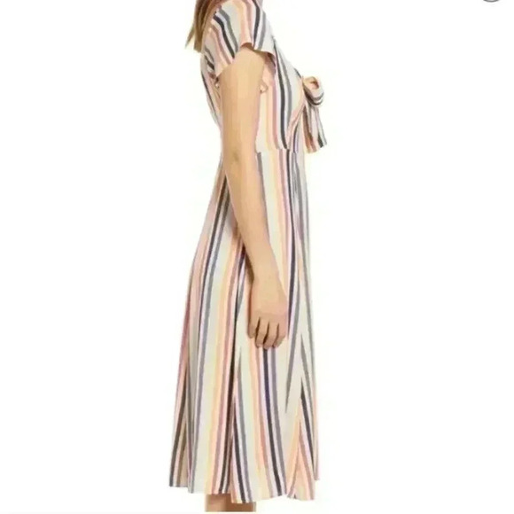 Leith Striped Keyhole Front Tie Midi Dress size xs - Picture 3 of 15